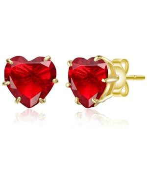 Rachel Glauber Heart-shaped Colo Cubic Zirconia Stud Earrings - Red