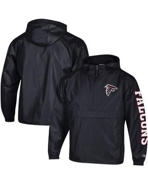 Champion Atlanta Falcons Packable Windbreaker Half-zip Jacket - Blue