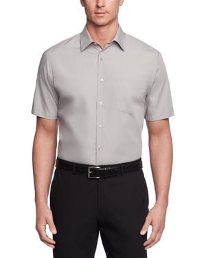 Van Heusen Poplin Solid Short-sleeve Dress Shirt - Gray