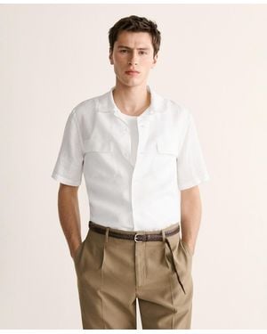 Mango Linen Bowling-collar Shirt - White