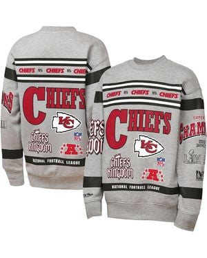 Mitchell & Ness Big Boys And Girls Kansas City Chiefs Throwback All-over Print Fleece Sweatshirt - Gray