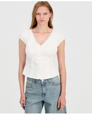And Now This Femme Cap-sleeve Blouse - White