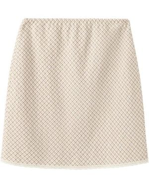 Mango Plaid A-line Lace Skirt - Natural