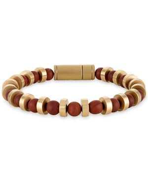 Bulova Red Jasper & Gold-tone Stainless Steel Bracelet - Brown
