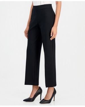 Anne Klein Essentials Petite Pull-on Mid-rise Wide-leg Pants - Black