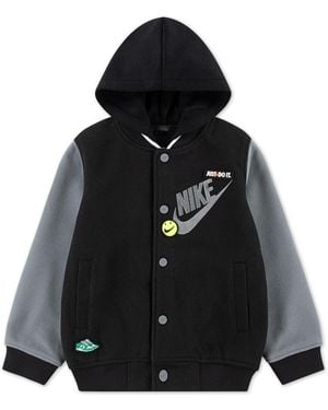 Nike Little Boys Hooded Varsity Jacket - Black