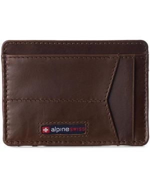 Alpine Swiss Men Rfid Safe Minimalist Front Pocket Wallet Small Slim Card Holder - Brown