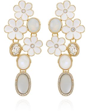 Guess Tone Floral Linear Drop Earrings - White