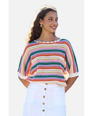 Yumi' Batwing Crochet Top - White
