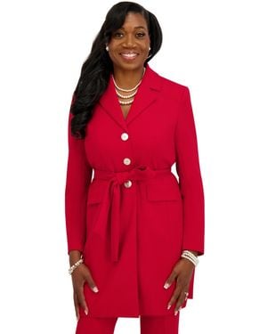 Kasper Three Button Patch Pocket Trench Coat - Red