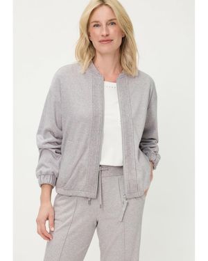 Olsen Collarless Zip Front Jersey Jacket - Gray