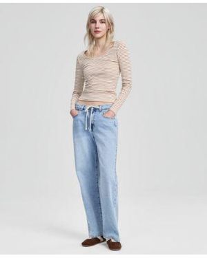 And Now This Now This Tie Front Wide Leg Jeans Macys Exclusive - Blue