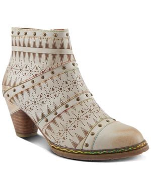 L'ARTISTE Niobe Leather Ankle Boots - Natural