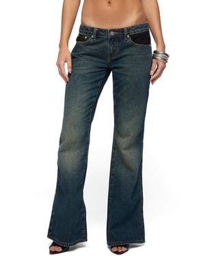 Edikted Tatem Lacey Low Rise Flared Jeans - Blue
