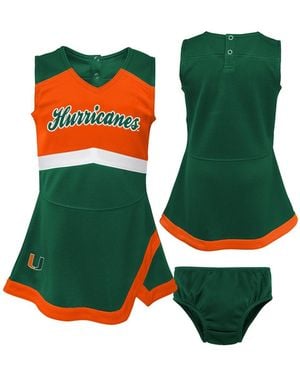 Outerstuff Girls Preschool Miami Hurricanes Two-piece Cheer Captain Sweater Dress Bloomers Set - Green