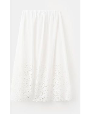 Mango Embroidered Details Midi Skirt - White