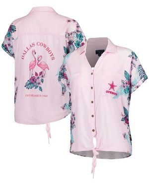 Margaritaville Dallas Cowboys Stadium Tie-front Button-up Shirt - Pink
