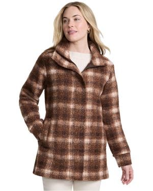 Lands' End Print Boucle Fleece Coat - Brown