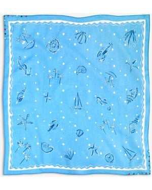 On 34th Seas The Day Square Scarf - Blue