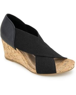 Kenneth Cole Gelena Stretch Wedge Sandals - Black