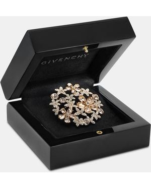 Givenchy Crystal Flower Cluster Pin - Black