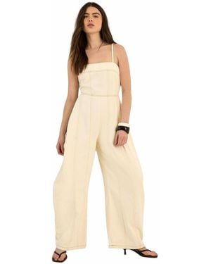 Nasty Gal Wide Leg Denim Jumpsuit - White