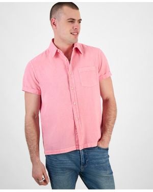 Sun & Stone Sun + Stone Blake Linen Chambray Short Sleeve Button-front Shirt - Red