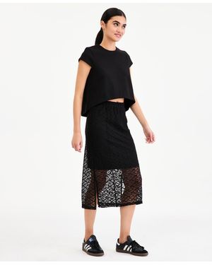 BarIII Lace A-line Skirt - Black