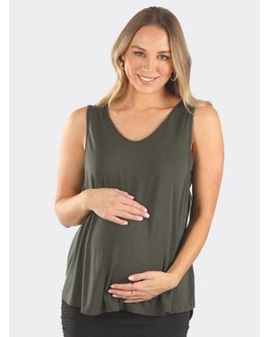 ANGEL MATERNITY Maternity Angel Nursing Swing Tank - Gray
