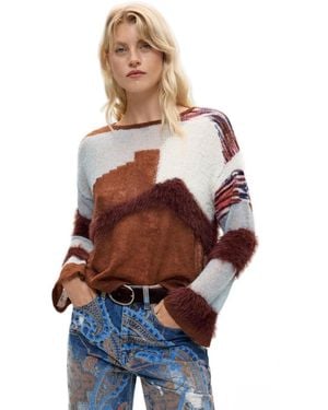 Desigual Oversized Colorblock Sweater - Brown