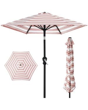 Best Choice Products 10ft Outdoor Steel Striped Market Patio Umbrella W/ Crank - Pink