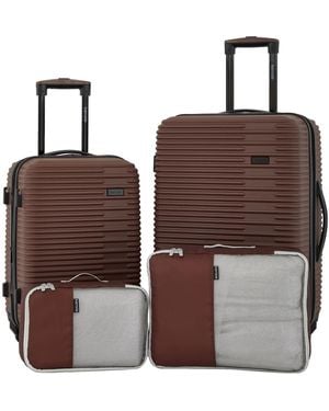 Kensie Hillsboro Expandable Rolling Hardside Collection Set - Brown