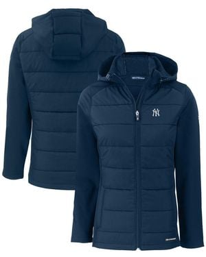 Cutter & Buck New York Yankees Evoke Hybrid Eco Softshell Full-zip Hoodie Jacket - Blue