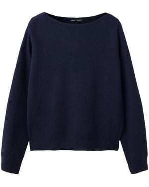 Mango Fine-knit Boat-neck Lightweight Sweater - Blue