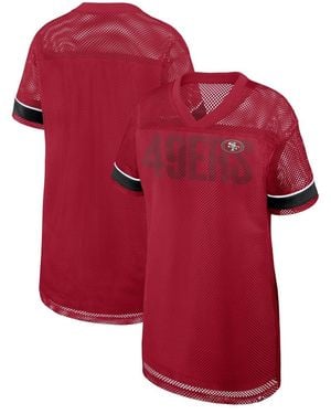 Fanatics San Francisco 49ers Oversized Mesh Team First Deep Route V-neck Dress - Red
