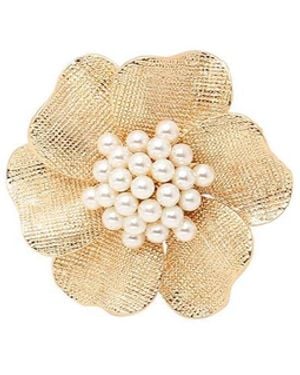 SOH Floral Rhinestone Ring - Metallic