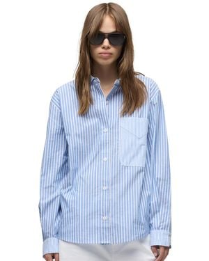 Hudson Jeans Oversized Striped Long-sleeve Button-down Shirt - Blue