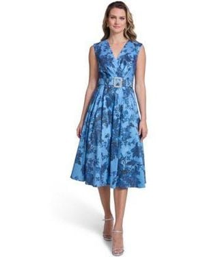 Jessica Howard Sleeveless Printed Midi Dress - Blue