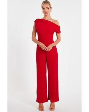 Quiz Scuba Crepe Cap Sleeve Jumpsuit - Red