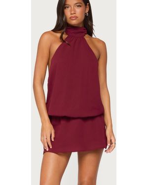 Edikted Laira Halter Neck Mini Open-back Dress - Red