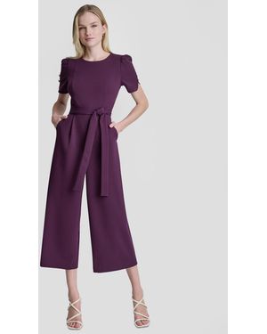 DKNY Crewneck Short-sleeve Jumpsuit - Purple