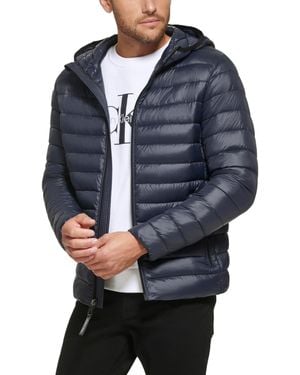 Calvin Klein Hooded & Quilted Packable Jacket - Blue