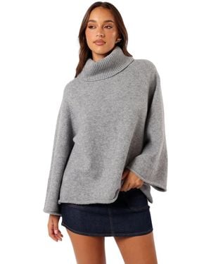 Petal & Pup Bindy Cowlneck Knit Sweater - Gray