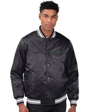 Starter Miami Hurricanes Two-hit Satin Varsity Full-snap Jacket - Black