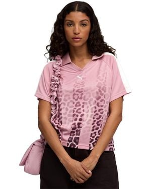 PUMA Leo Luxe Relaxed Jersey Top - Pink
