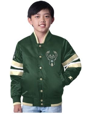 Starter Big Boys And Girls Milwaukee Bucks Scout Varsity Full-snap Jacket - Green