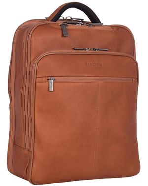 Kenneth Cole Full-grain Colombian Leather 16" Laptop Tablet Travel Backpack - Brown