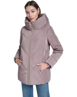 Cole Haan Chevron Quilted Down Puffer Jacket - Purple