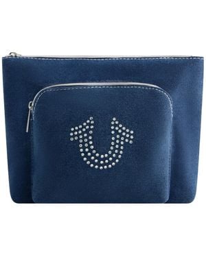 TRUE RELIGION Trapazoid Zip Cosmetic Bag - Blue