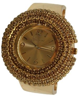 Olivia Pratt Sparkle Rhinestones Chunky Bangle Watch - Natural